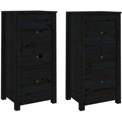 Aparador buffet cómoda armario mueble organizador cocina salón salón juego de 2 40 x 35 x 80 cm madera maciza de pino negro 020036906