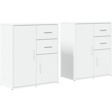 Aparador buffet cómoda armario mueble organizador cocina salón salón juego de 2 60 x 31 x 70 cm blanco madera contrachapada 020036676