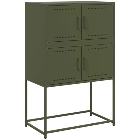 Aparador buffet cómoda armario mueble organizador cocina salón salón oliva 68,5 x 38,5 x 107 cm verde acero 020036586