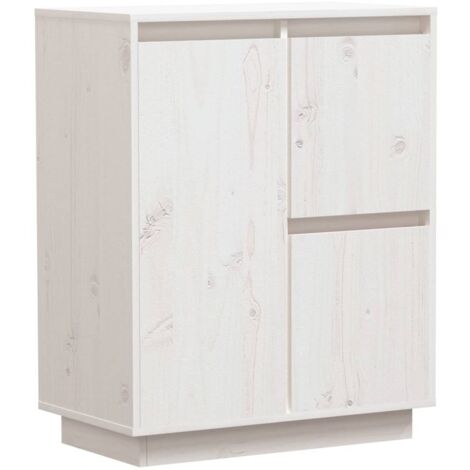 Aparador buffet cómoda armario unidad de almacenamiento organizador cocina salón salón 60 x 34 x 75 cm madera maciza de pino blanco 020030348