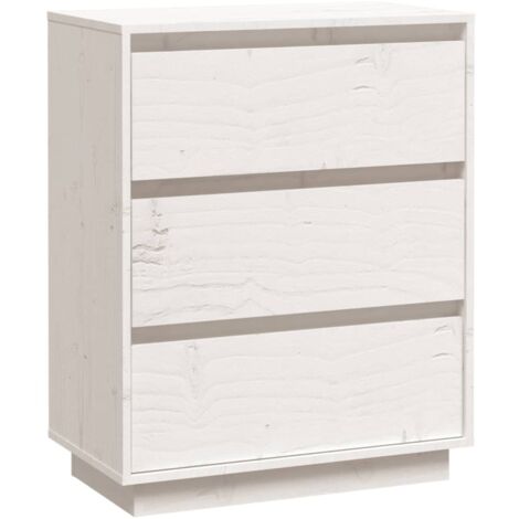 Aparador buffet cómoda armario unidad de almacenamiento organizador cocina salón salón 60 x 34 x 75 cm madera maciza de pino blanco 020030349