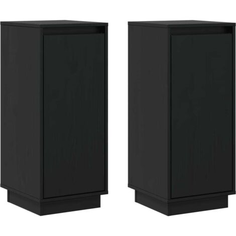 Aparador buffet cómoda armario unidad de almacenamiento organizador cocina salón salón juego de 2 31,5 x 34 x 75 cm madera maciza de pino negro 020036894