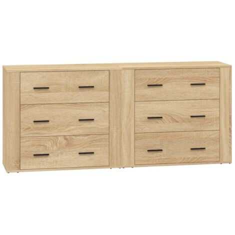 Aparador buffet cómoda armario unidad de almacenamiento organizador cocina salón salón juego de 2 madera contrachapada marrón Sonoma 020036830