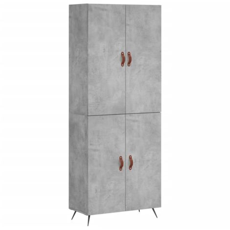Aparador buffet cómoda mueble mueble de almacenamiento organizador cocina salón salón alto 69,5 x 34 x 180 cm madera contrachapada gris 020034651