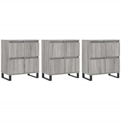 Aparador buffet cómoda mueble unidad de almacenamiento organizador cocina salón salón 3 piezas madera contrachapada Sonoma gris 020037175
