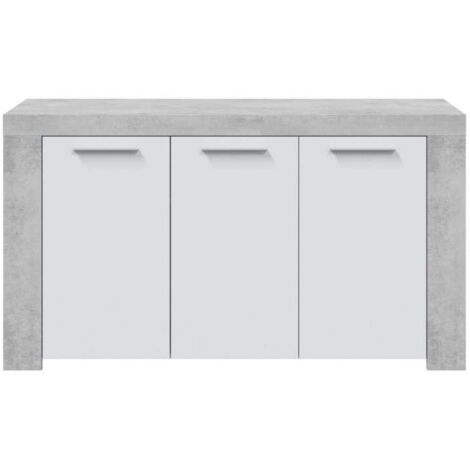 Aparador buffet Maud 3 puertas blanco/cemento. 80cm(alto) 144cm(ancho) 42cm(prof.)