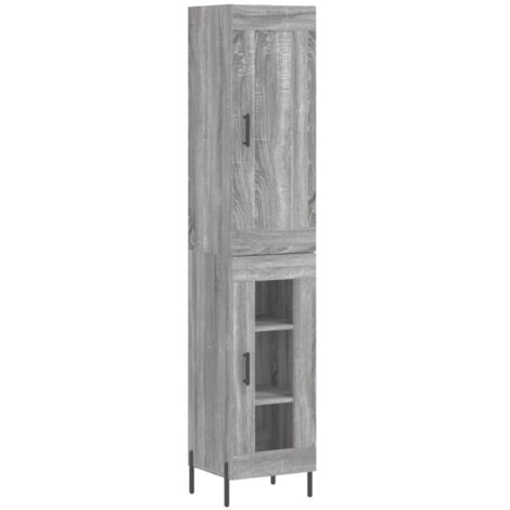 Aparador cajonera mueble almacenaje organizador cocina salón salón alto sonoma 345 x 34 x 180 cm madera de ingeniería gris 020035228