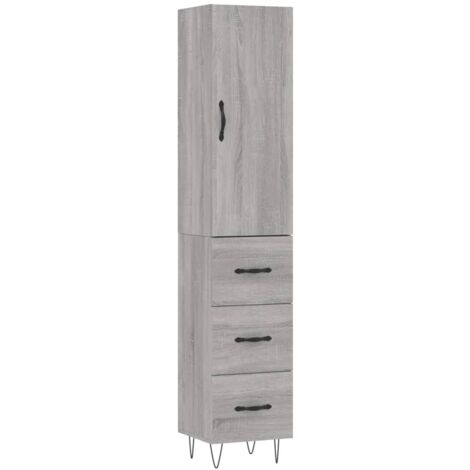 Aparador cajonera mueble almacenaje organizador cocina salón salón alto sonoma 345 x 34 x 180 cm madera de ingeniería gris 020035309