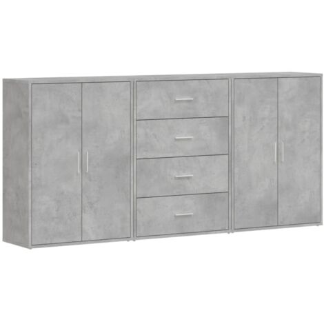 Aparador cajonera mueble almacenaje organizador cocina salón salones 3 piezas 60 x 31 x 84 cm madera ingenierizada gris 020037116