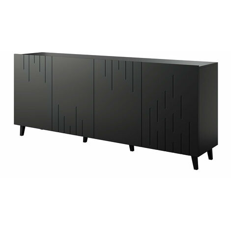Aparador Charlotte 175, Negro, 82x200cm, Número de puertas: 442cm, MDF, Aglomerado laminado