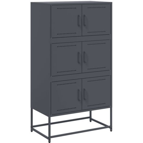 Aparador cómoda armario mueble organizador cocina salón salón 68,5 x 38,5 x 123,5 cm acero antracita 020029703