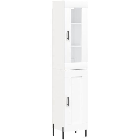 Aparador cómoda cómoda armario mueble organizador cocina salón salón alto 34,5 x 34 x 180 cm madera contrachapada blanco 020032373