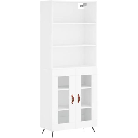 Aparador cómoda cómoda armario mueble organizador cocina salón salón alto 69,5 x 34 x 180 cm madera contrachapada blanco 020032611