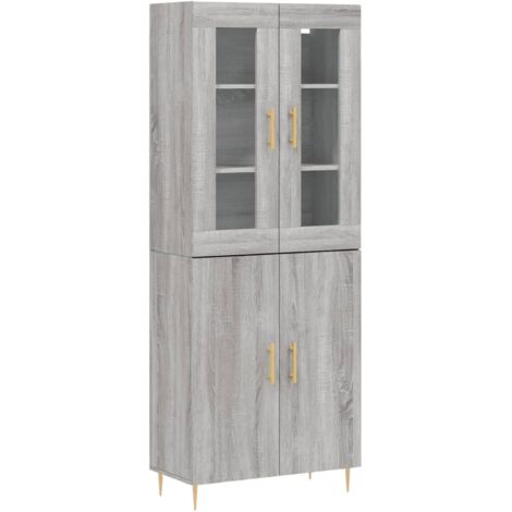 Aparador cómoda cómoda armario mueble organizador cocina salón salón alto Sonoma 69,5 x 34 x 180 cm madera contrachapada gris 020035612