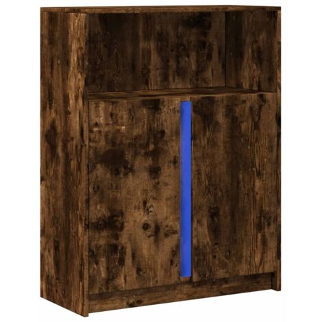 Aparador cómoda cómoda armario mueble organizador cocina salón salón con LED 77 x 34 x 100 cm madera contrachapada marrón 020029783