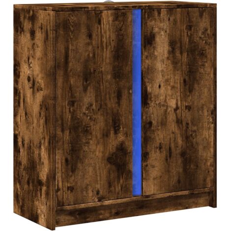 Aparador cómoda cómoda armario mueble organizador cocina salón salón con LED 77 x 34 x 85 cm madera contrachapada marrón 020029784