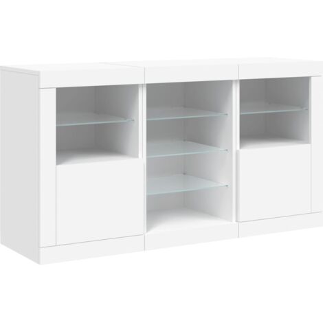 Aparador cómoda cómoda armario mueble organizador cocina salón salón con luces LED 123 x 37 x 67 cm blanco 020029827