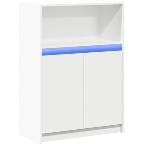 Aparador Cómoda Cómoda Armario Organizador Cocina Salón Salón con LED 72 x 34 x 100 cm Madera contrachapada blanca 020029773
