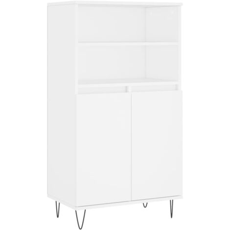 Aparador cómoda mueble de almacenaje organizador cocina salón salón alto 60 x 36 x 110 cm madera de ingeniería blanco 020032469