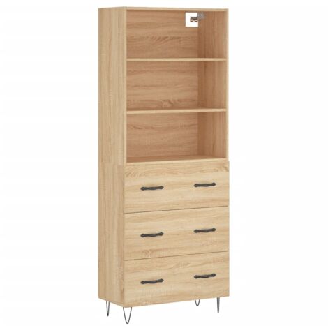 Aparador cómoda mueble de almacenaje organizador para cocina salón salón alto Sonoma 695 x 34 x 180 cm madera de ingeniería marrón 020034112
