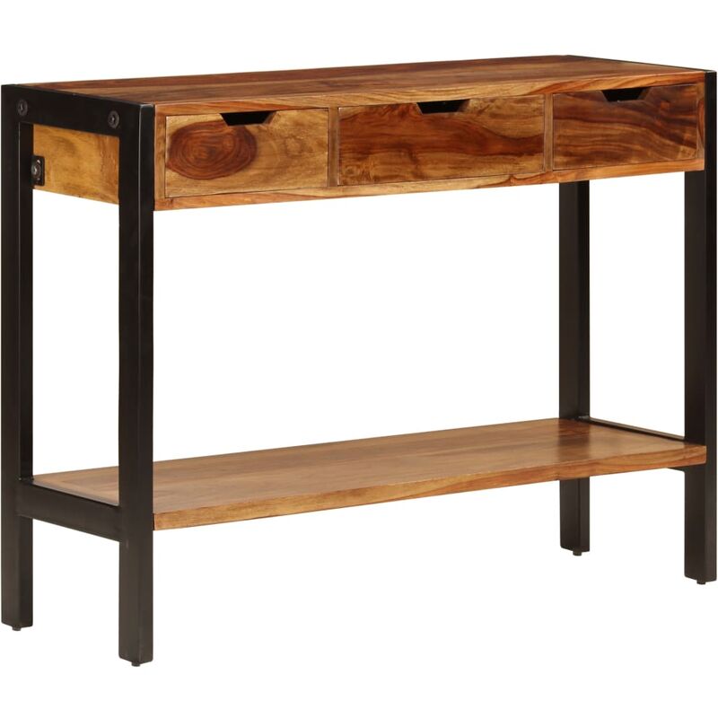 

Aparador con 3 cajones madera maciza de sheesham 110x30x75 cm
