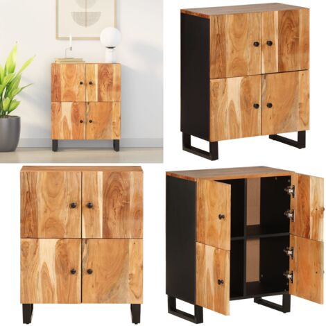 Aparador con 4 puertas madera maciza de acacia 60x33x75 cm - Aparador de acacia - Aparador con 4 puertas