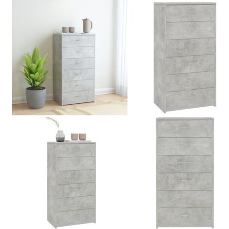 Aparador con 6 cajones contrachapada gris hormigón 50x34x96cm - Almacenamiento - Mueble para el teléfono