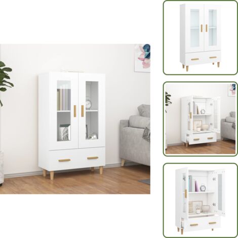 Aparador con cajón - vidaXL Aparador de madera contrachapada blanco 70x31x115 cm - Aparador decorativo
