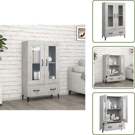 Aparador con cajón - vidaXL Aparador de madera contrachapada gris hormigón 70x31x115 cm - Aparador decorativo