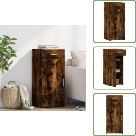 Aparador con cajón - vidaXL Aparador madera de ingeniería roble ahumado 40x42,5x93 cm - Aparador decorativo