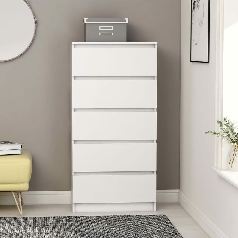 

Youthup - Aparador con cajones aglomerado blanco 60x35x121 cm - Blanco