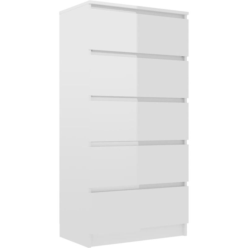 

vidaXL Aparador con Cajones Aglomerado 60x35x121 cm Blanco Brillante - Blanco