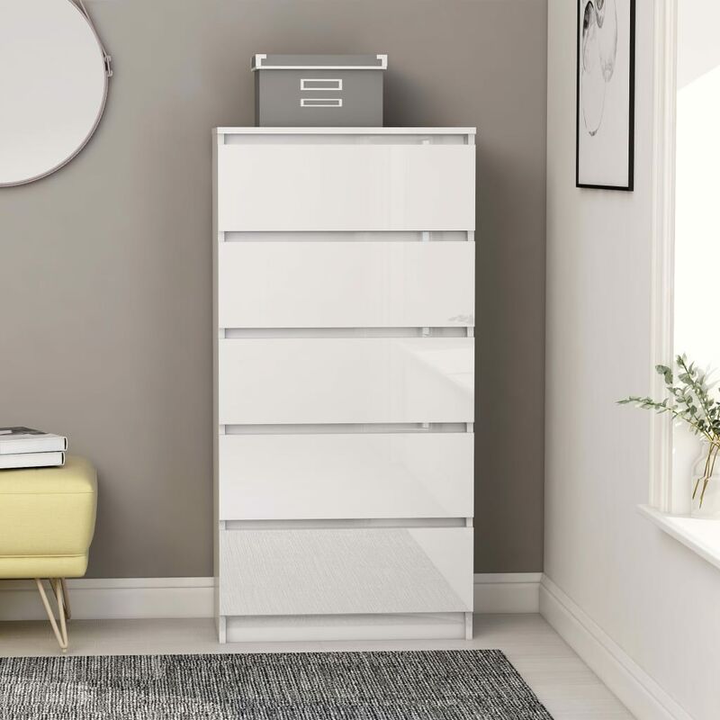 

Aparador con cajones aglomerado blanco brillante 60x35x121 cm - Blanco
