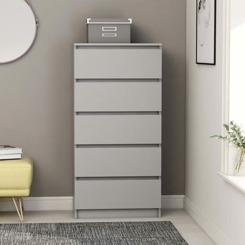 

Happyshopping - Aparador con cajones aglomerado gris 60x35x121 cm
