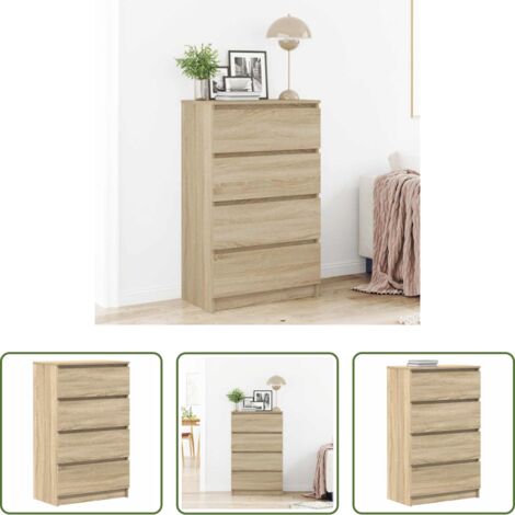 Aparador con cajones -  Aparador madera contrachapada color roble Sonoma 60x35x98,5 cm