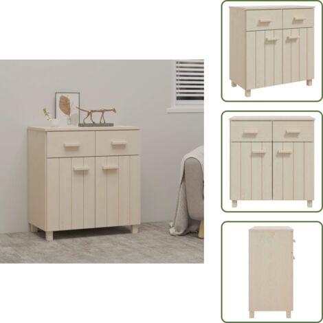 Aparador con cajones - vidaXL Aparador HAMAR madera de pino maciza marrón miel 79x40x80cm - Aparador con puertas