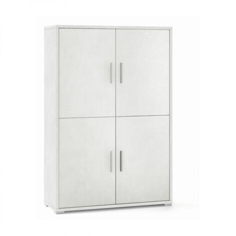 Aparador con cuatro puertas y cuatro baldas de madera Blanco Óxido 108x41x h161 cm