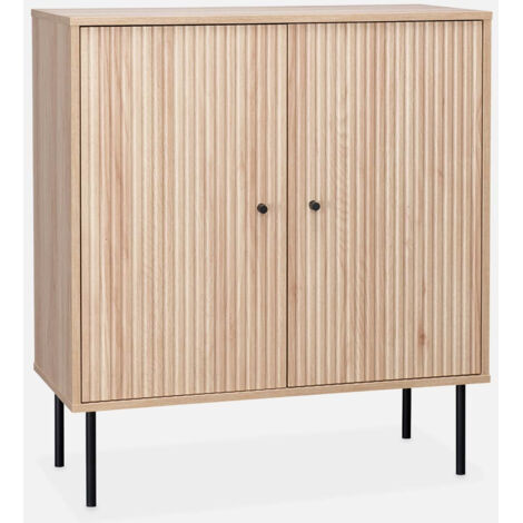 Aparador con efecto madera de 2 puertas, 83.5cm
