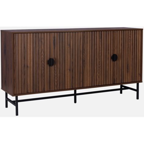 Aparador con efecto madera de 4 puertas, 157.5cm