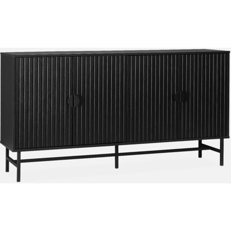 Aparador con efecto madera de 4 puertas, 157.5cm