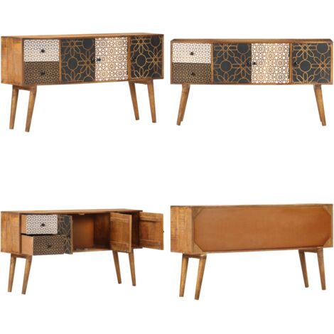 Aparador con estampado madera maciza de mango 130x30x70 cm - Muebles de madera - Armario de mango