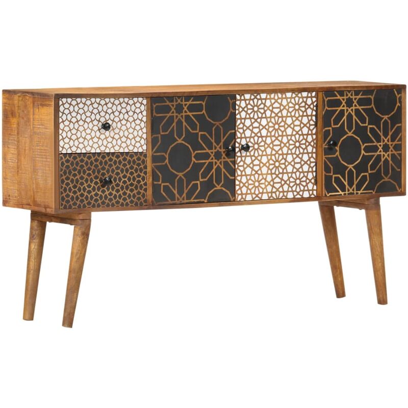 

Aparador con estampado madera maciza de mango 130x30x70 cm - Marrón - Vidaxl