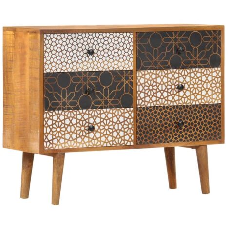 Aparador con estampado madera maciza de mango 90x30x70 cm