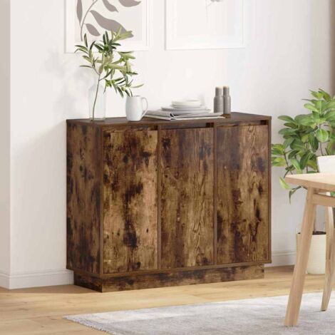 Aparador con LED en Roble Ahumado de 90x32x75 cm en Madera Compensada vidaXL