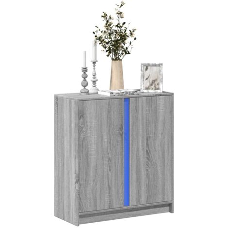 Aparador con LED madera de ingeniería gris Sonoma 77x34x85 cm vidaXL
