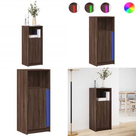 Aparador con LED madera ingeniería marrón roble 42,5x34x100 cm - Madera de ingeniería - Almacenamiento