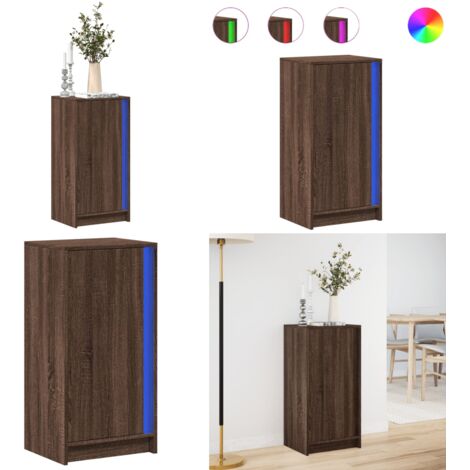 Aparador con LED madera ingeniería marrón roble 42,5x34x85 cm - Madera de ingeniería - Almacenamiento