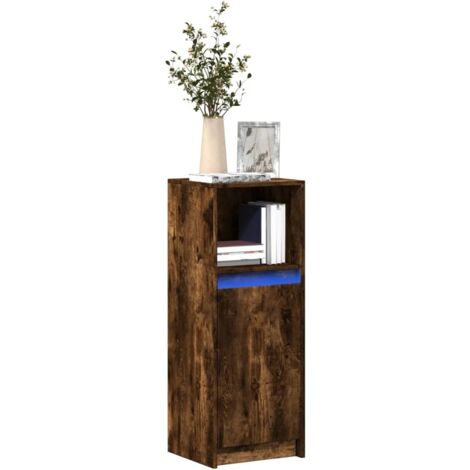 Aparador con LED madera ingeniería roble ahumado 38x34x100 cm vidaXL