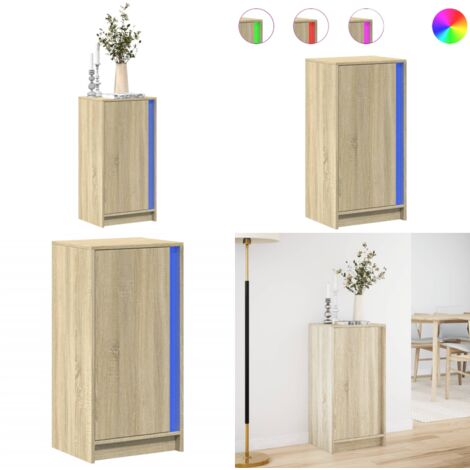 Aparador con LED madera ingeniería roble Sonoma 42,5x34x85 cm - Madera de ingeniería - Almacenamiento
