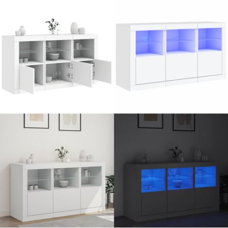 Aparador con luces LED blanco 123x37x67 cm - Aparador moderno - Aparador con luz RGB